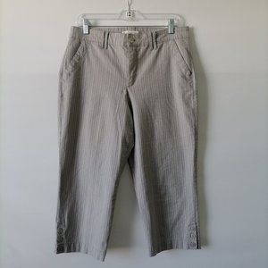 Gloria Vanderbilt Womens Beige High Rise Striped Flat Front Capri Pants Size 12